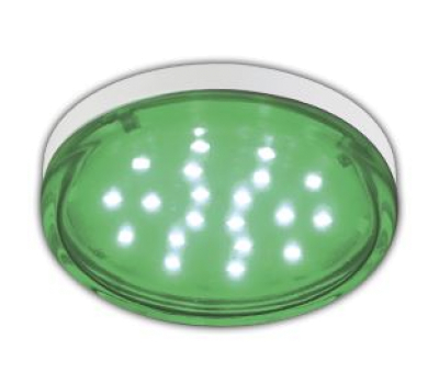 Ecola GX53   LED color  4,4W Tablet 220V Green Зеленый прозрачное стекло 27x74 Истра