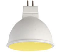 Ecola MR16   LED color  7,0W  220V GU5.3 Yellow Желтый матовое стекло (композит) 47х50 Истра
