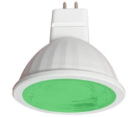 Ecola MR16   LED color  9,0W  220V GU5.3 Green Зеленый (насыщенный цвет) прозрачное стекло (композит) 47х50 Истра