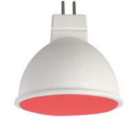 Ecola MR16   LED color  7,0W  220V GU5.3 Red Красный матовое стекло (композит) 47x50 Истра