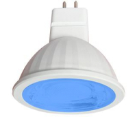 Ecola MR16   LED color  9,0W  220V GU5.3 Blue Синий (насыщенный цвет) прозрачное стекло (композит) 47х50 Истра
