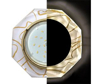 Ecola GX53 H4 LD5312 Glass Стекло 8-угольник с прямыми гранями с подсветкой  золото - золото на белом 38x133 (к+) Истра