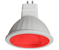 Ecola MR16   LED color  9,0W  220V GU5.3 Red Красный (насыщенный цвет) прозрачное стекло (композит) 47x50 Истра