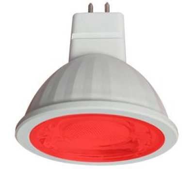 Ecola MR16   LED color  9,0W  220V GU5.3 Red Красный (насыщенный цвет) прозрачное стекло (композит) 47x50 Истра